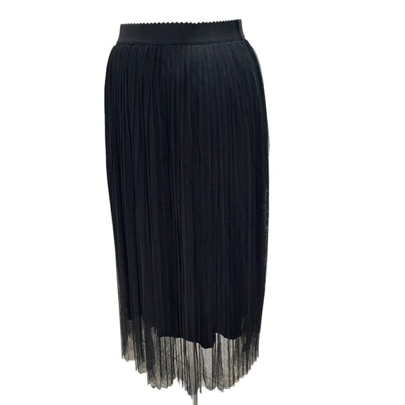 Zenana Black Pleated Tulle Midi Skirt XL Balletcore Coquette Romantic Whimsygoth - Picture 6 of 8
